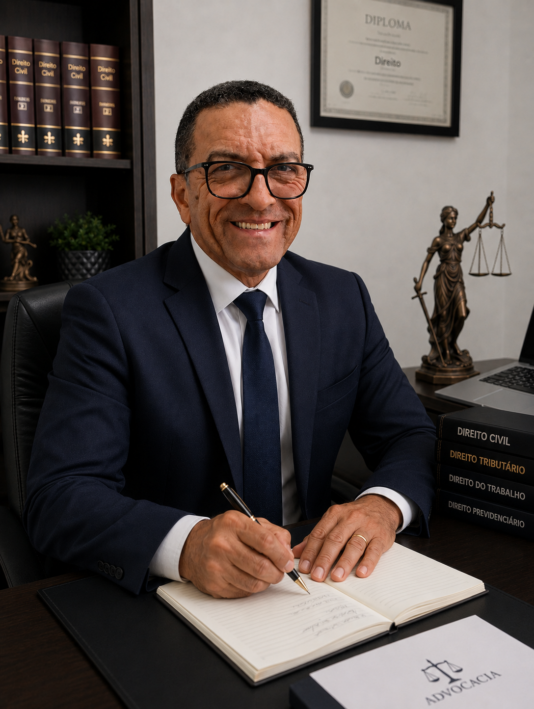 Dr. Marcelino José de Souza atendendo em seu escritório na Penha, São Paulo